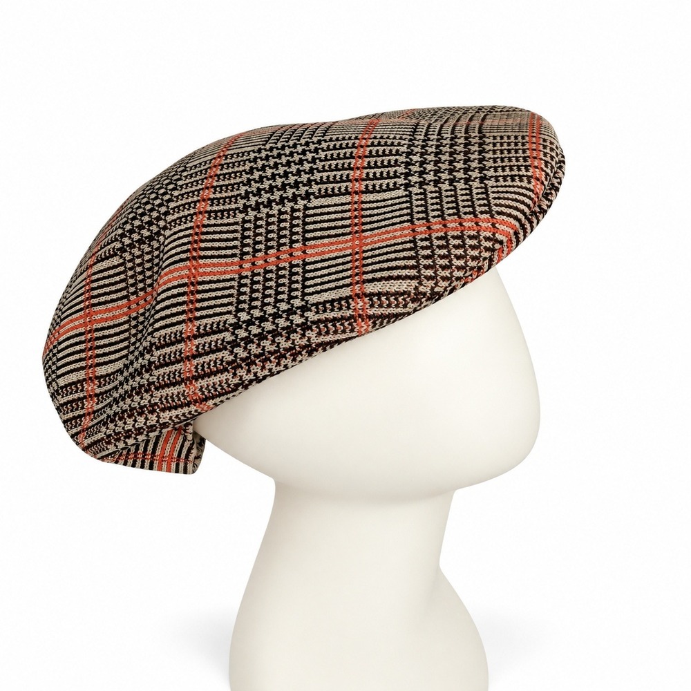 Kangol Medium Flat Cap Tropic Plaid 504 Brown Orange Knit Ivy Hat 7005BC Retro